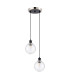 Placid 20cm 2 Light Pendant E14 15cm Round Ribbed Glass Shades Satin Nickel Clear & Satin Black-4