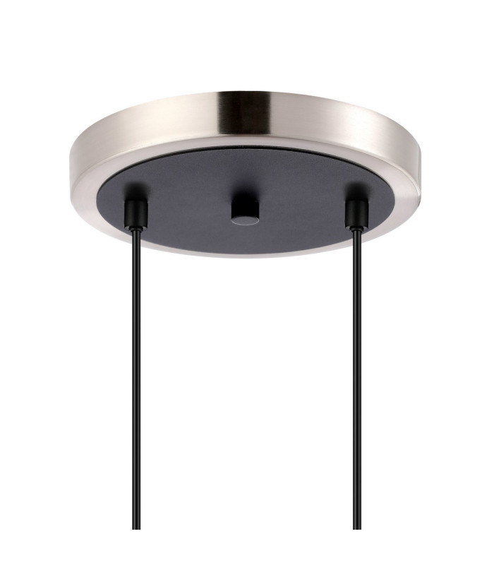Placid 20cm 2 Light Pendant E14 15cm Round Ribbed Glass Shades Satin Nickel Clear & Satin Black-5