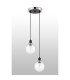 Placid 20cm 2 Light Pendant E14 15cm Round Ribbed Glass Shades Satin Nickel Clear & Satin Black-7