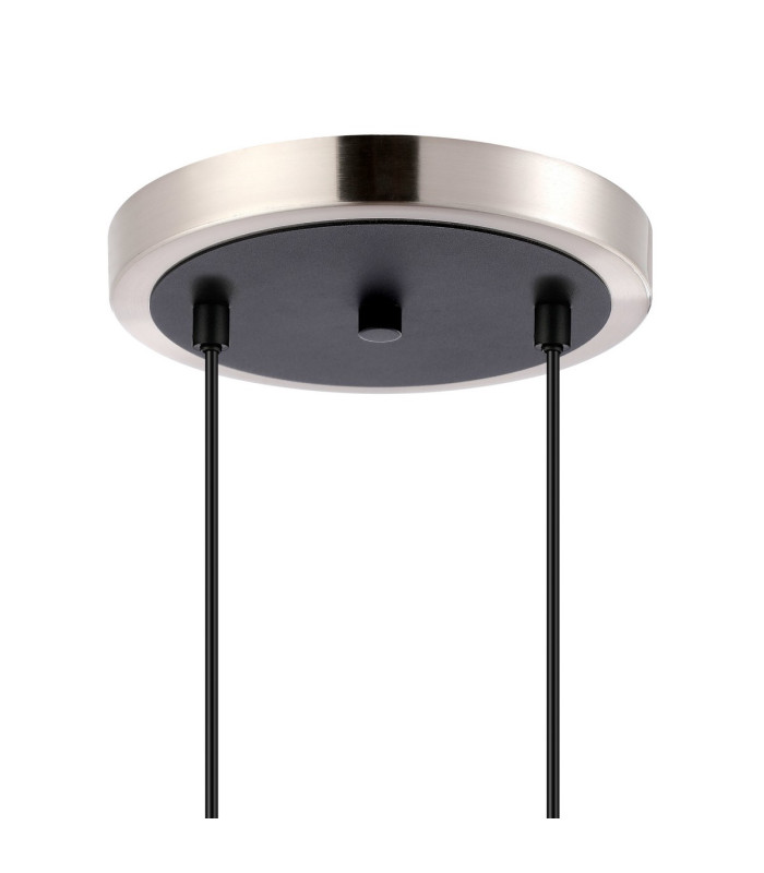 Placid 20cm 2 Light Pendant E14 15cm Round Segment Glass Shades Satin Nickel Amber Plated & Satin Black-5