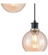 Placid 20cm 2 Light Pendant E14 15cm Round Segment Glass Shades Satin Nickel Amber Plated & Satin Black-6