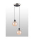 Placid 20cm 2 Light Pendant E14 15cm Round Segment Glass Shades Satin Nickel Amber Plated & Satin Black-7