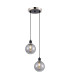 Placid 20cm 2 Light Pendant E14 15cm Round Segment Glass Shades Satin Nickel Smoke Plated & Satin Black-1