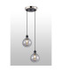 Placid 20cm 2 Light Pendant E14 15cm Round Segment Glass Shades Satin Nickel Smoke Plated & Satin Black-3