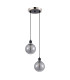 Placid 20cm 2 Light Pendant E14 15cm Round Segment Glass Shades Satin Nickel Smoke Plated & Satin Black-4