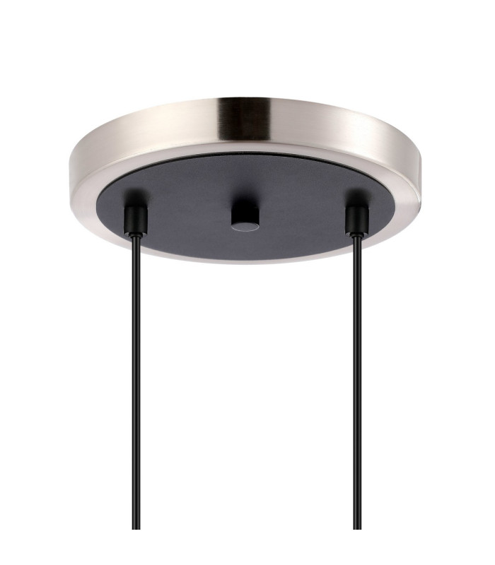 Placid 20cm 2 Light Pendant E14 15cm Round Segment Glass Shades Satin Nickel Smoke Plated & Satin Black-5