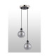 Placid 20cm 2 Light Pendant E14 15cm Round Segment Glass Shades Satin Nickel Smoke Plated & Satin Black-7