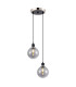 Placid 20cm 2 Light Pendant E14 15cm Round Glass Shades Satin Nickel Smoke Plated & Satin Black-1