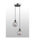 Placid 20cm 2 Light Pendant E14 15cm Round Glass Shades Satin Nickel Smoke Plated & Satin Black-3