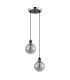 Placid 20cm 2 Light Pendant E14 15cm Round Glass Shades Satin Nickel Smoke Plated & Satin Black-4