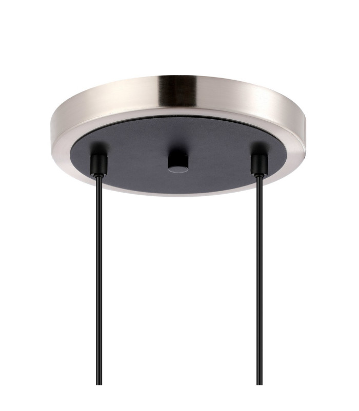 Placid 20cm 2 Light Pendant E14 15cm Round Glass Shades Satin Nickel Smoke Plated & Satin Black-5