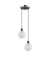 Placid 20cm 2 Light Pendant E14 15cm Round Speckled Glass Shades Satin Nickel White & Satin Black-4