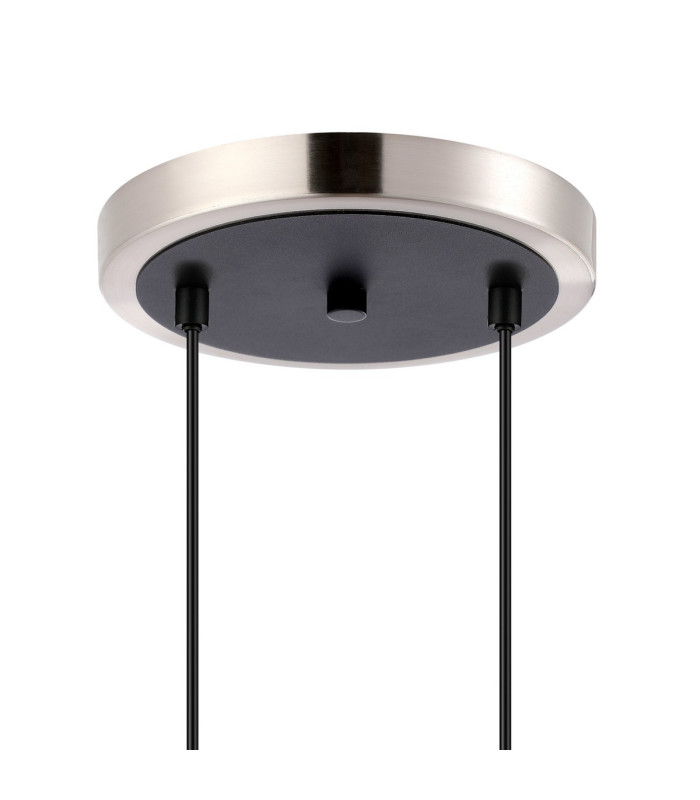 Placid 20cm 2 Light Pendant E14 15cm Round Speckled Glass Shades Satin Nickel White & Satin Black-5