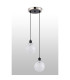 Placid 20cm 2 Light Pendant E14 15cm Round Speckled Glass Shades Satin Nickel White & Satin Black-7