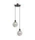Placid 20cm 2 Light Pendant E14 15cm Round Textured Smooth / Ribbed Glass Shades Satin Nickel Smoke Plated & Satin Black-1