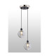 Placid 20cm 2 Light Pendant E14 15cm Round Textured Smooth / Ribbed Glass Shades Satin Nickel Smoke Plated & Satin Black-3
