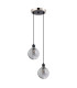Placid 20cm 2 Light Pendant E14 15cm Round Textured Smooth / Ribbed Glass Shades Satin Nickel Smoke Plated & Satin Black-4