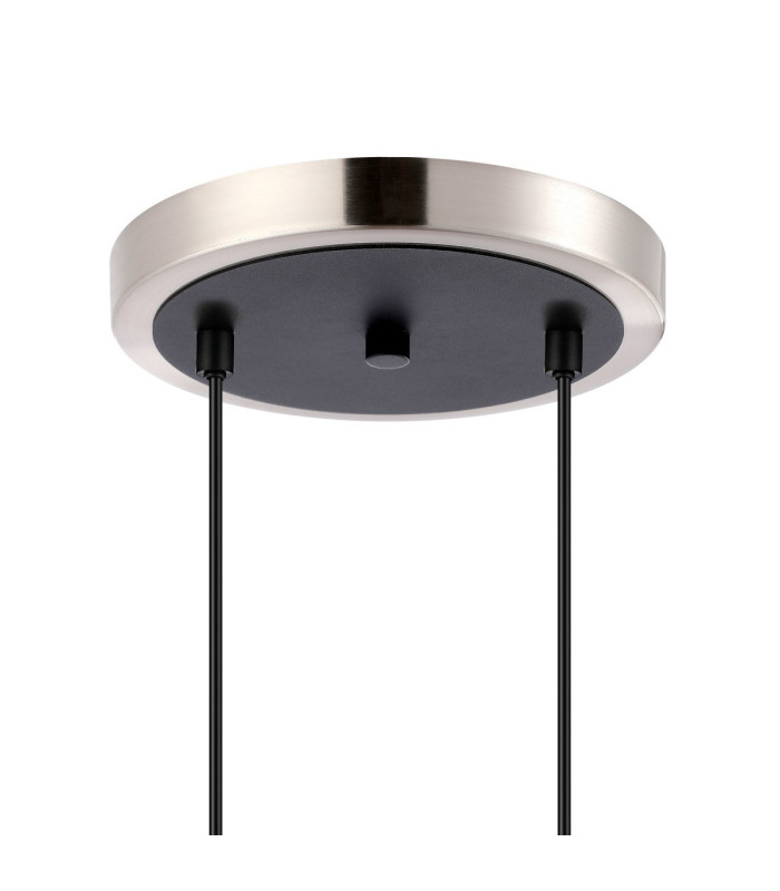 Placid 20cm 2 Light Pendant E14 15cm Round Textured Smooth / Ribbed Glass Shades Satin Nickel Smoke Plated & Satin Black-5