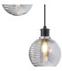 Placid 20cm 2 Light Pendant E14 15cm Round Textured Smooth / Ribbed Glass Shades Satin Nickel Smoke Plated & Satin Black-6