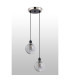 Placid 20cm 2 Light Pendant E14 15cm Round Textured Smooth / Ribbed Glass Shades Satin Nickel Smoke Plated & Satin Black-7