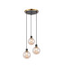 Placid 38cm Round Pendant 3 Light E14 15cm Round Glass Shade Brass Amber Plated & Satin Black-1