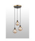 Placid 38cm Round Pendant 3 Light E14 15cm Round Glass Shade Brass Amber Plated & Satin Black-3