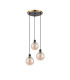 Placid 38cm Round Pendant 3 Light E14 15cm Round Glass Shade Brass Amber Plated & Satin Black-4
