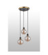 Placid 38cm Round Pendant 3 Light E14 15cm Round Glass Shade Brass Amber Plated & Satin Black-7