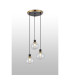 Placid 38cm Round Pendant 3 Light E14 15cm Round Glass Shade Brass Clear & Satin Black-3