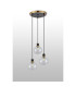 Placid 38cm Round Pendant 3 Light E14 15cm Round Glass Shade Brass Clear & Satin Black-7