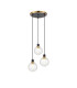 Placid 38cm Round Pendant 3 Light E14 15cm Round Crackled Glass Shade Brass Clear & Satin Black-1
