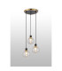 Placid 38cm Round Pendant 3 Light E14 15cm Round Crackled Glass Shade Brass Clear & Satin Black-3