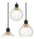 Placid 38cm Round Pendant 3 Light E14 15cm Round Crackled Glass Shade Brass Clear & Satin Black-6