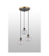 Placid 38cm Round Pendant 3 Light E14 15cm Round Crackled Glass Shade Brass Clear & Satin Black-7