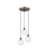 Placid 38cm Round Pendant 3 Light E14 15cm Round Textured Crumple Glass Shade Brass Clear & Satin Black-1
