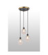 Placid 38cm Round Pendant 3 Light E14 15cm Round Textured Crumple Glass Shade Brass Clear & Satin Black-3