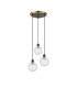 Placid 38cm Round Pendant 3 Light E14 15cm Round Textured Crumple Glass Shade Brass Clear & Satin Black-4