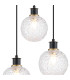 Placid 38cm Round Pendant 3 Light E14 15cm Round Textured Crumple Glass Shade Brass Clear & Satin Black-6