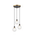 Placid 38cm Round Pendant 3 Light E14 15cm Round Textured Diamond Pattern Glass Shade Brass Clear & Satin Black-1