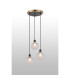Placid 38cm Round Pendant 3 Light E14 15cm Round Textured Diamond Pattern Glass Shade Brass Clear & Satin Black-3
