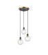 Placid 38cm Round Pendant 3 Light E14 15cm Round Textured Diamond Pattern Glass Shade Brass Clear & Satin Black-4