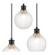 Placid 38cm Round Pendant 3 Light E14 15cm Round Textured Diamond Pattern Glass Shade Brass Clear & Satin Black-6