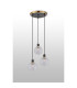 Placid 38cm Round Pendant 3 Light E14 15cm Round Textured Diamond Pattern Glass Shade Brass Clear & Satin Black-7