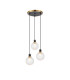 Placid 38cm Round Pendant 3 Light E14 15cm Round Dimpled Glass Shade Brass Clear & Satin Black-1