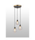 Placid 38cm Round Pendant 3 Light E14 15cm Round Dimpled Glass Shade Brass Clear & Satin Black-3