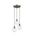 Placid 38cm Round Pendant 3 Light E14 15cm Round Dimpled Glass Shade Brass Clear & Satin Black-4