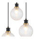 Placid 38cm Round Pendant 3 Light E14 15cm Round Dimpled Glass Shade Brass Clear & Satin Black-6