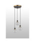 Placid 38cm Round Pendant 3 Light E14 15cm Round Dimpled Glass Shade Brass Clear & Satin Black-7