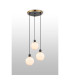 Placid 38cm Round Pendant 3 Light E14 15cm Round White & Grey Marble Effect Glass Shade Brass & Satin Black Framework-3