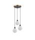 Placid 38cm Round Pendant 3 Light E14 15cm Round White & Grey Marble Effect Glass Shade Brass & Satin Black Framework-4